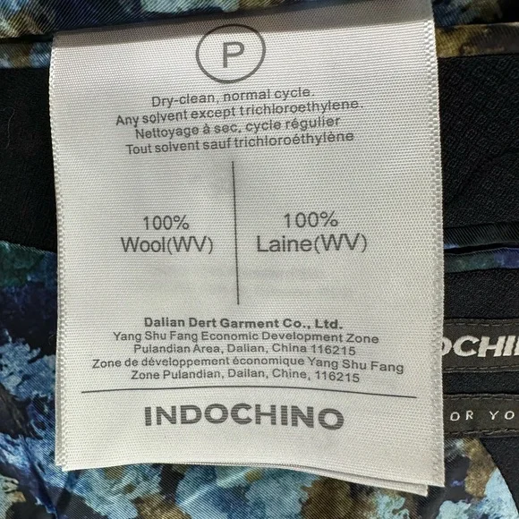 INDOCHINO Mens Solid Black 100% WOOL Sport Coat Suit Jacket Blazer Size 38 NEW